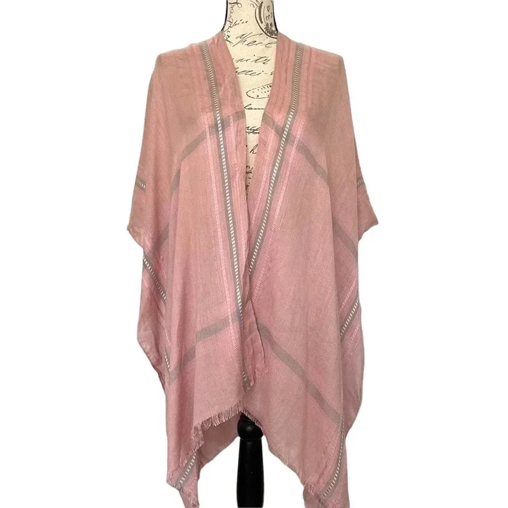NEW LC Lauren Conrad Women Wrap One Size Pink Striped‎ Boho Open Front Layering
